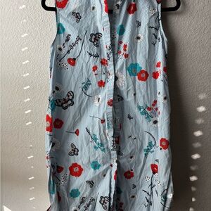 Zara Blue Striped Floral Dress